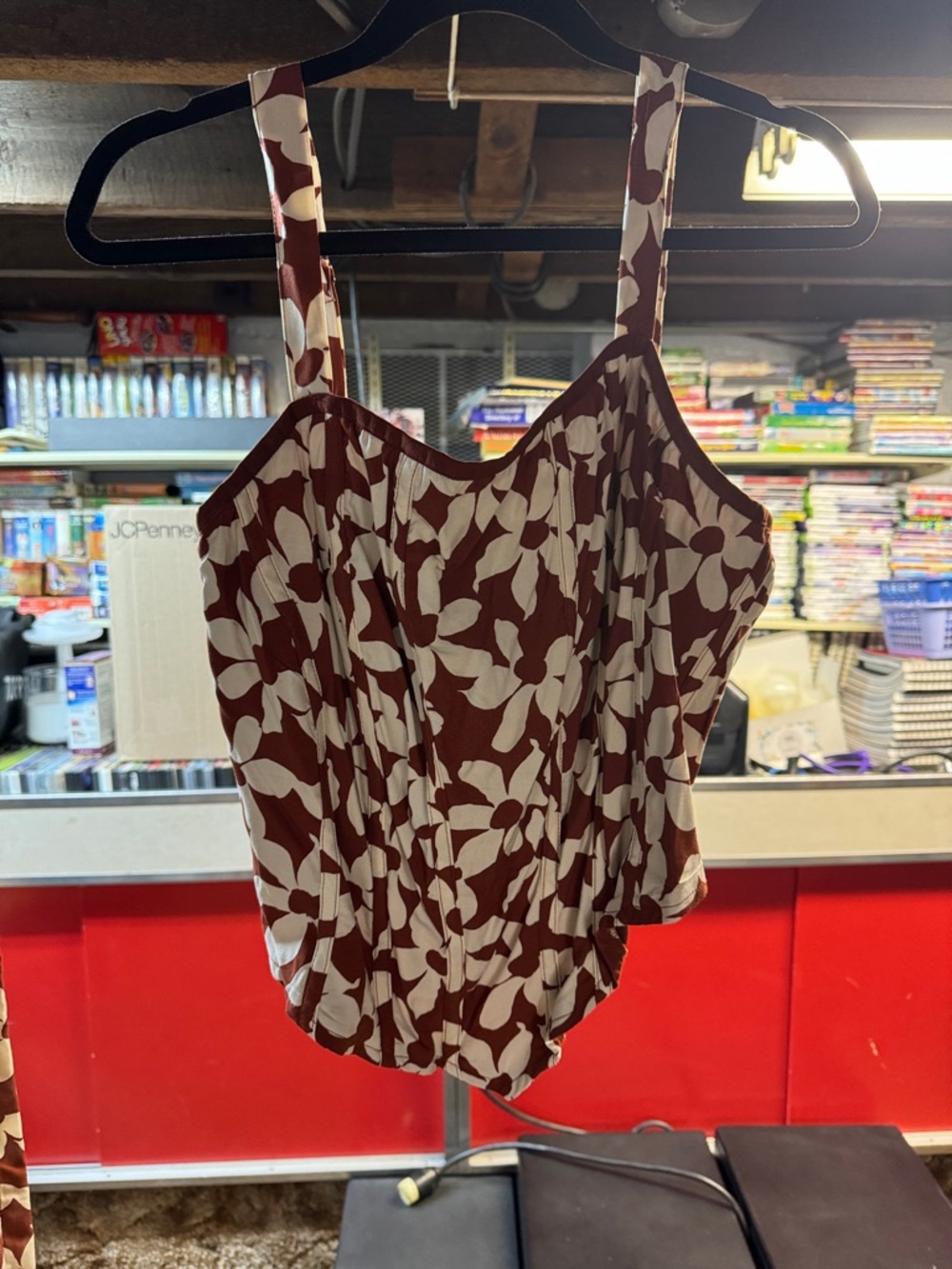 Torrid Brown & Cream Floral Print Corset Top